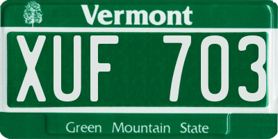 VT license plate XUF703