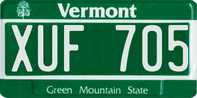 VT license plate XUF705