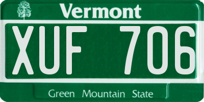 VT license plate XUF706