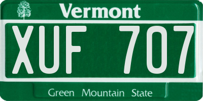 VT license plate XUF707