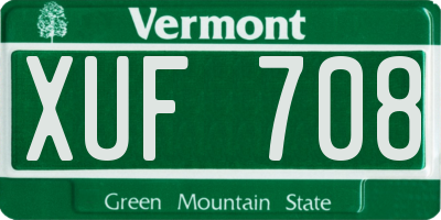 VT license plate XUF708