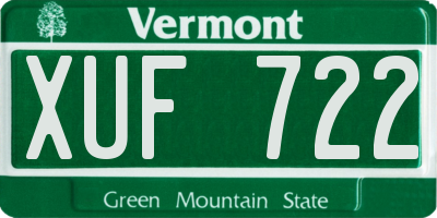 VT license plate XUF722