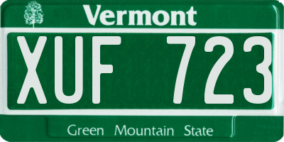 VT license plate XUF723