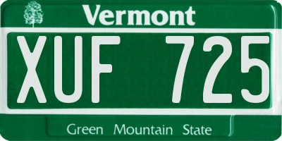 VT license plate XUF725