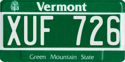 VT license plate XUF726