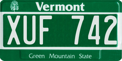 VT license plate XUF742