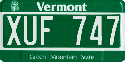 VT license plate XUF747