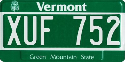 VT license plate XUF752