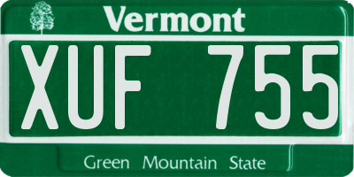 VT license plate XUF755