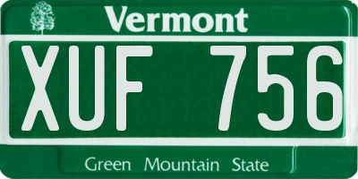 VT license plate XUF756