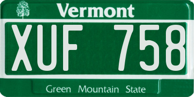 VT license plate XUF758