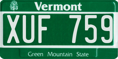 VT license plate XUF759