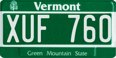 VT license plate XUF760