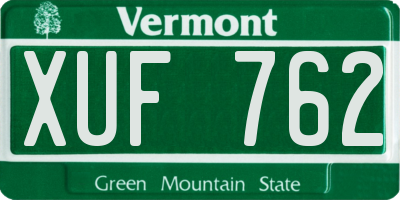 VT license plate XUF762