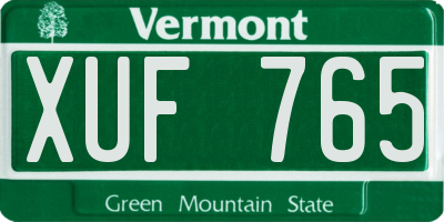 VT license plate XUF765