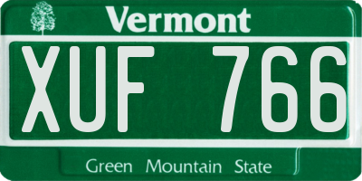 VT license plate XUF766