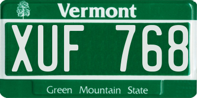 VT license plate XUF768