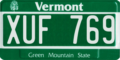 VT license plate XUF769