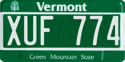 VT license plate XUF774