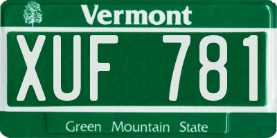 VT license plate XUF781