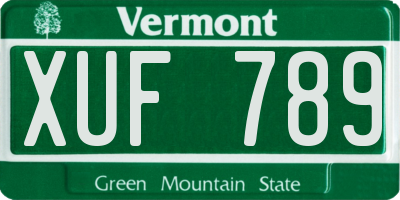 VT license plate XUF789