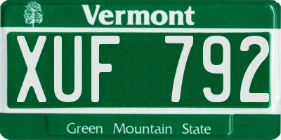 VT license plate XUF792