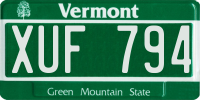 VT license plate XUF794