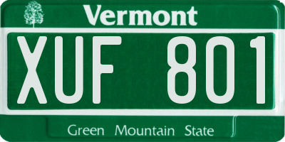 VT license plate XUF801