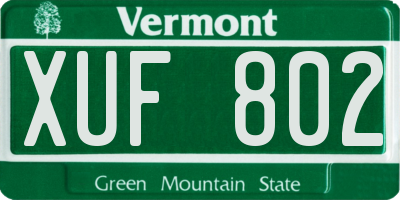 VT license plate XUF802