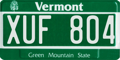 VT license plate XUF804