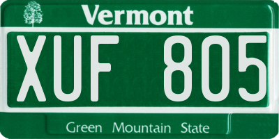 VT license plate XUF805