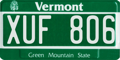 VT license plate XUF806