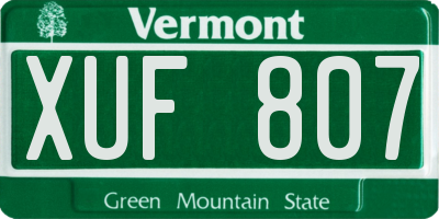 VT license plate XUF807