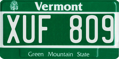 VT license plate XUF809