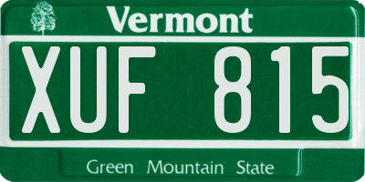 VT license plate XUF815