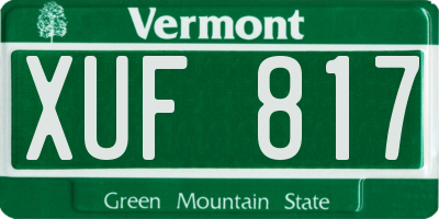 VT license plate XUF817