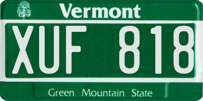 VT license plate XUF818