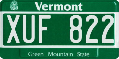 VT license plate XUF822