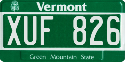 VT license plate XUF826