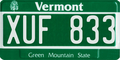 VT license plate XUF833