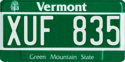 VT license plate XUF835