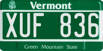 VT license plate XUF836