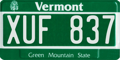 VT license plate XUF837