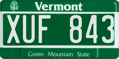 VT license plate XUF843