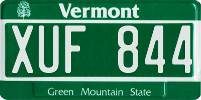VT license plate XUF844