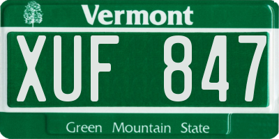 VT license plate XUF847