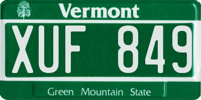 VT license plate XUF849