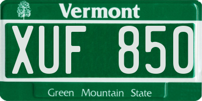 VT license plate XUF850