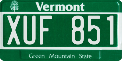 VT license plate XUF851