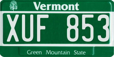 VT license plate XUF853